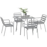 Outsunny Set de masă de grădină de 5 piese, Set de mobilier de exterior, rezistent la intemperii, design modern, 80 x 80 x 74 cm, Gri | Aosom Romania