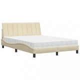 Cumpara ieftin Pat cu saltea, Hanko, crem, 120x200 cm, textil