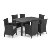 Set de mobilier de grădină Meliowa cu 6 locuri, culoare grafit, cu perne gri deschis, Curver