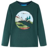 Tricou de copii cu maneci lungi verde &icirc;nchis 104 GartenMobel Dekor, vidaXL