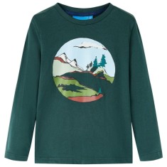 Tricou de copii cu m&acirc;neci lungi verde &icirc;nchis 104