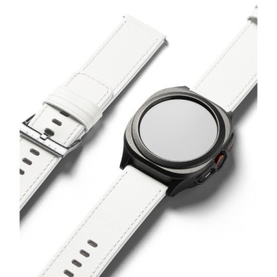 Curea pentru Fossil Hybrid 24mm / Mobvoi TicWatch Pro 5 / Suunto 9 / Suunto 9 Baro / Suunto D5 - Ringke Leather One Basic Bold - White foto