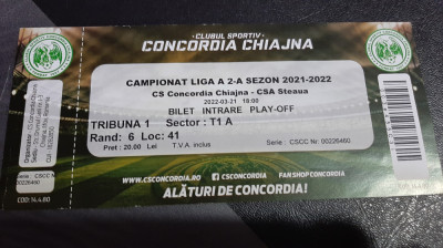 Bilet Concordia Chiajna - CSA Steaua foto