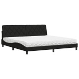 Cumpara ieftin Pat cu saltea, negru, 200x200 cm, textil