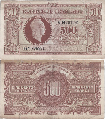 1944, 500 francs (P-106) - Franța foto