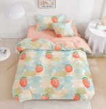 Cumpara ieftin Lenjerie De Pat Valverde Xc040, Bumbac, 4 Piese, Cu Elastic, Albastru, Imprimeu, Roz