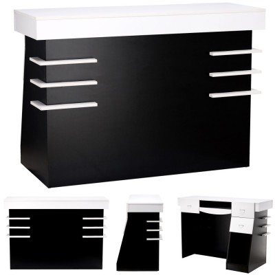 Birou de recepție pentru coafor Cameron 140 cm cosmetice pentru salon SPA cabinet negru foto