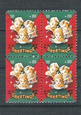 USA, Cinderella 1950 Christmas x 4, MNH, imperf. left L.069 foto