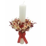 Lumanare pentru cununie botez, 40 cm, cu plante naturale uscate (personalizabila cromatic si cu text)