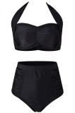 Costum de baie negru pin up slip talia inalta