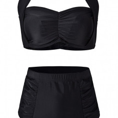 Costum de baie negru pin up slip talia inalta