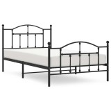 Cumpara ieftin Cadru pat metalic cu tablii de cap/picioare, negru, 100x200 cm
