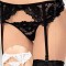 Portjartier Si Chilotei String Din Dantela, Negru, S/M