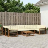 vidaXL Set de canapele de exterior cu pernă 8 pcs Natural și Crem 3381310