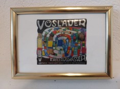 Eticheta apa minerala - 1992 - Austria, dupa tablou de pictor Friedensreich Hundertwasser (1928-2000)