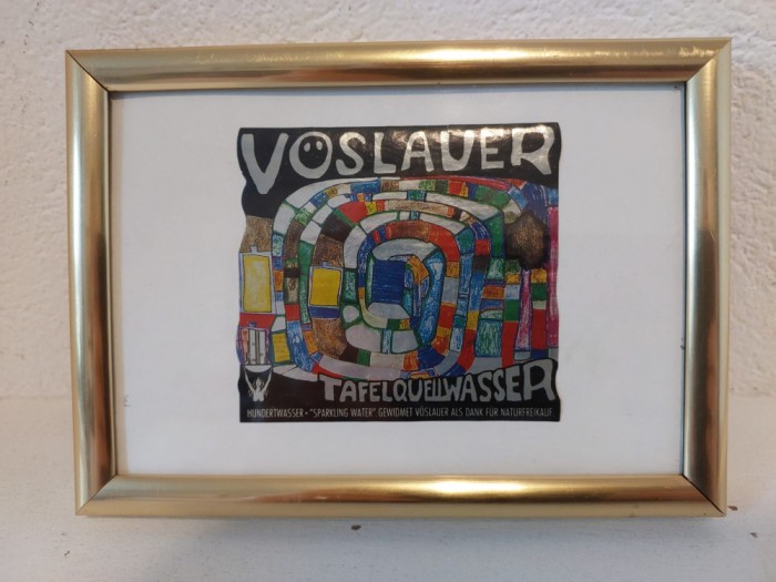 Eticheta apa minerala - 1992 - Austria, dupa tablou de pictor Friedensreich Hundertwasser (1928-2000)