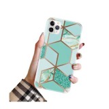 Husa protectie flippy compatibila cu apple iphone 12 pro max soft imd tpu marble geometric verde