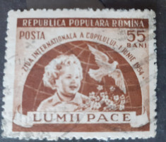 Romania 1954 LP 369 ziua internationala a copilului ?tampilat foto