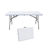 Masa pliabila, de gradina, camping, cadru otel, 180x75x75, alba