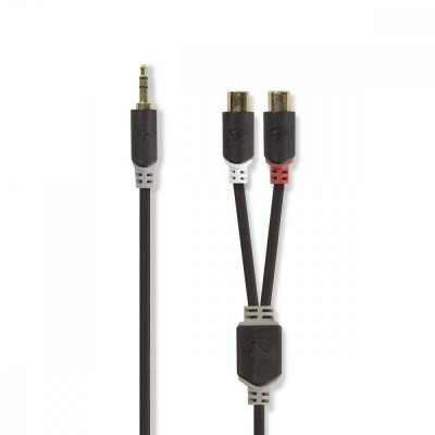 Cablu audio adaptor Jack 3.5 mm Stereo tata - 2x RCA mama 0.2m Nedis foto