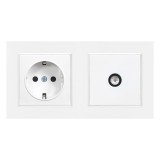 Priza combinata Leziter Nova, TV+Schuko, 16A 250V, Alb, Montare Incastrata, IP20