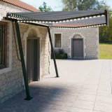 Copertina retractabila manual, cu LED, albastru si alb, 4x3 m GartenMobel Dekor, vidaXL