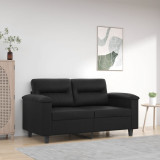 Cumpara ieftin Canapea cu 2 locuri, negru, 120 cm, piele ecologică