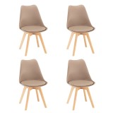 Set de 4 scaune de masă Silla bej