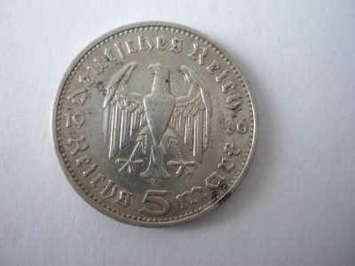 5 MARK 1936 &amp;quot;F&amp;quot; ARGINT ***** foto