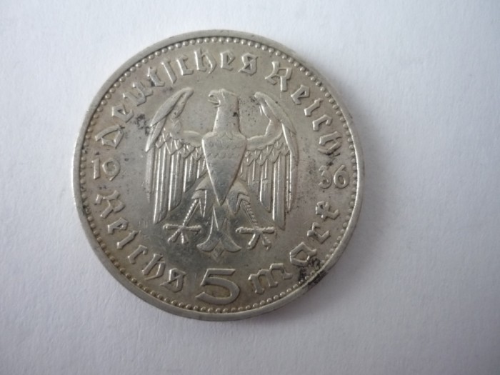 5 MARK 1936 &quot;F&quot; ARGINT *****