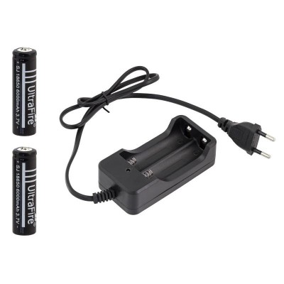 Incarcator dublu cu 2 acumulatori Li-ion 18650 inclusi, indicator LED, oprire automata foto