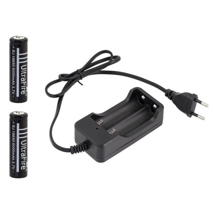 Incarcator dublu cu 2 acumulatori Li-ion 18650 inclusi, indicator LED, oprire automata