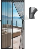 Plasa Tantari Magnetica Usa, 90 x 210 cm, Poliester, Negru, Exterior. Anti Insecte