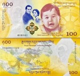 Bancnota Bhutan 100 Ngultrum 2016 Comemorativa, Folder UNC, Asia