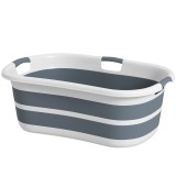 PawHut Cadă de baie pentru c&acirc;ini, cadă pliabilă portabilă cu orificiu de scurgere, pentru c&acirc;ini mici și pui, gri | Aosom Romania