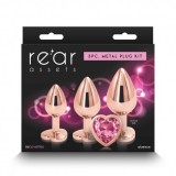 Set dop anal Rear Assets - Trainer Kit - Rose Gold - Pink Heart, NS Toys