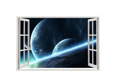 Autocolant decorativ, Fereastra, Planete, Multicolor, 83 cm, 63ST foto