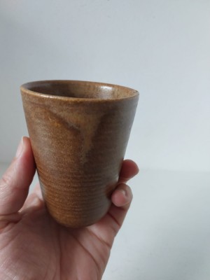 Pahar ceramica gresie vintage Grespots Digoin Made in Frence Stoneware, 8.5cm inaltime foto