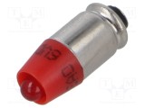 Lampă LED roșie 6V EAO, 1 diodă, 350mcd, 16mm, protecție &icirc;ncorporată