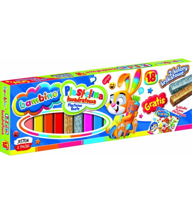 Set 18 batoane plastilina Bambino, include auriu si argintiu cu sclipici