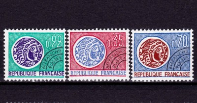 ✅ (S22) Franta 1969 &amp;quot; Uzuale - moneda celtica&amp;quot; - serie , preobliterata guma originala , Mi. 1656/1658, cota 7,50&amp;euro; , MNH foto