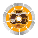 Disc Diamantat Segmentat 115x22.2mm 12mm INGCO DMD0111513, pentru beton, caramida, granit si marmura, taiere uscata si umeda