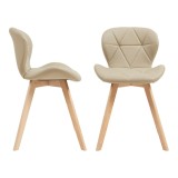 Esszimmerstuhl &Auml;lmhult 2-er Set 78x47x52 cm Kunstleder Beige [en.casa] HausGarden Leisure