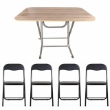 Masa plianta cu blat mdf, dimensiuni 70x120x73 cm (ZLN 2531) plus 4 x scaun bucatarie pliant (DSY 1115) / ZLN 2531_STEJAR_4S
