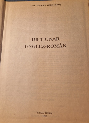 Dictionar Englez - Roman 70 mii cuvinte Leon Levitchi foto