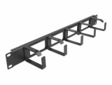 Organizator cabluri 19&quot; 1U 5 inele Negru, Delock 66659