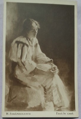 Carte postala, reproducere dupa Fata in Casa de H. Strambulescu foto