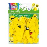 Baloane aniversare Fiorello, 30. 5cm, emoticoane diverse modele, galben, 170-2328, set 12 buc