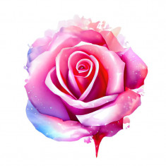 Sticker decorativ Trandafir, Roz, 69 cm, 7844ST