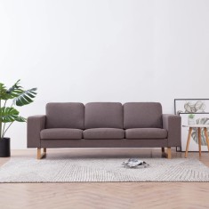 vidaXL Canapea cu 3 locuri, gri taupe, material textil